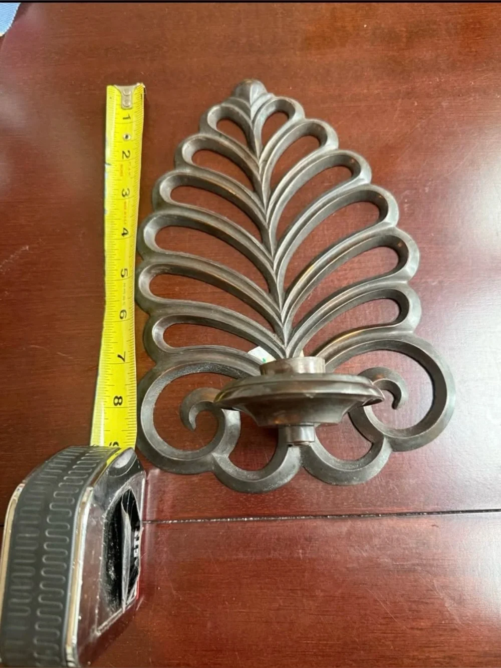 Metal Wall Sconce Candle Holder - Brown Finish